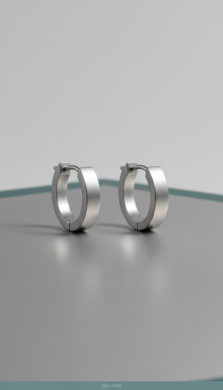 Minimalist Drop Titanium Hoops